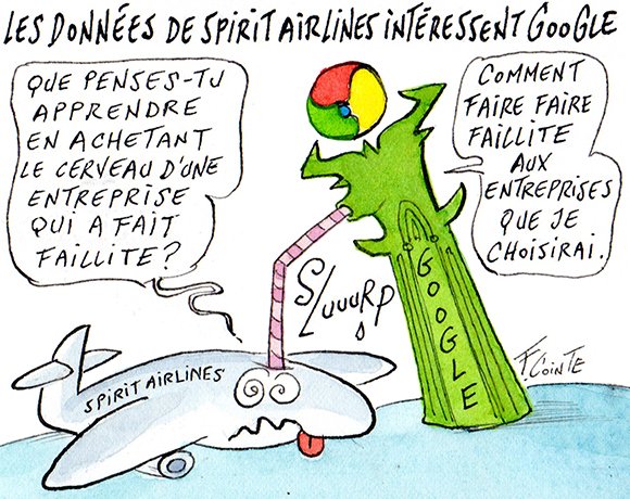 Dessin: Google en passe de racheter les datas de Spirit Airlines